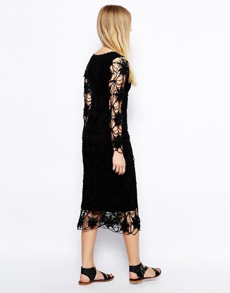 Asos Crochet Maxi Dress in Black | Lyst