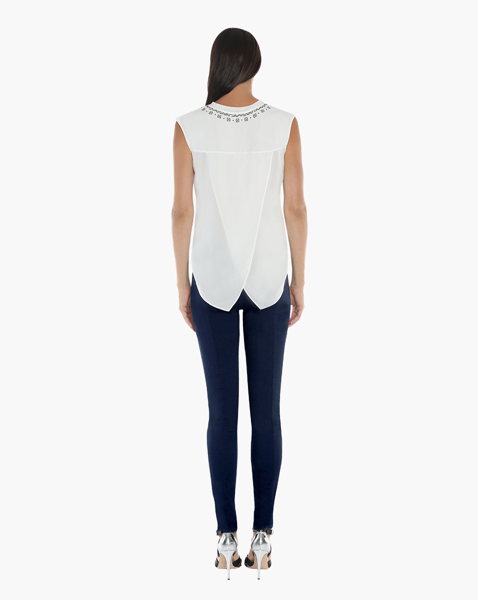 Lyst - Veronica Beard V-neck Embroidered Top in White