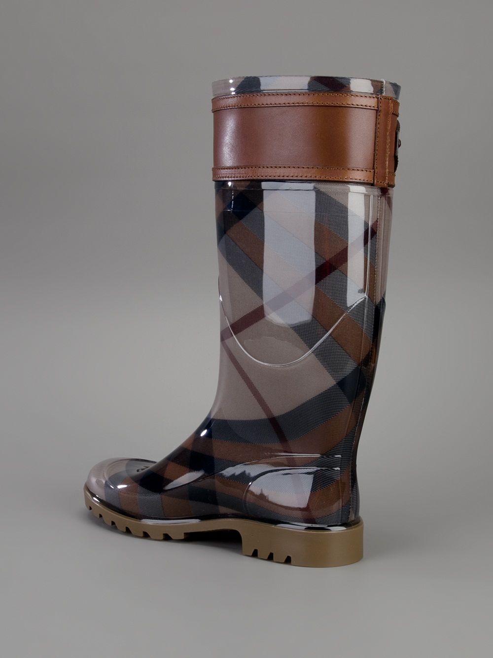 burberry belted check rain boots