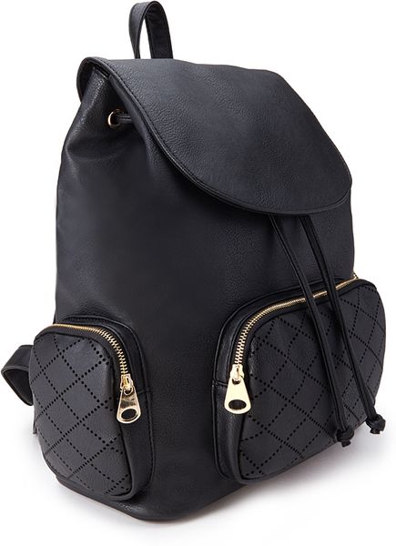 Forever 21 Laser Cut Faux Leather Backpack in Black | Lyst
