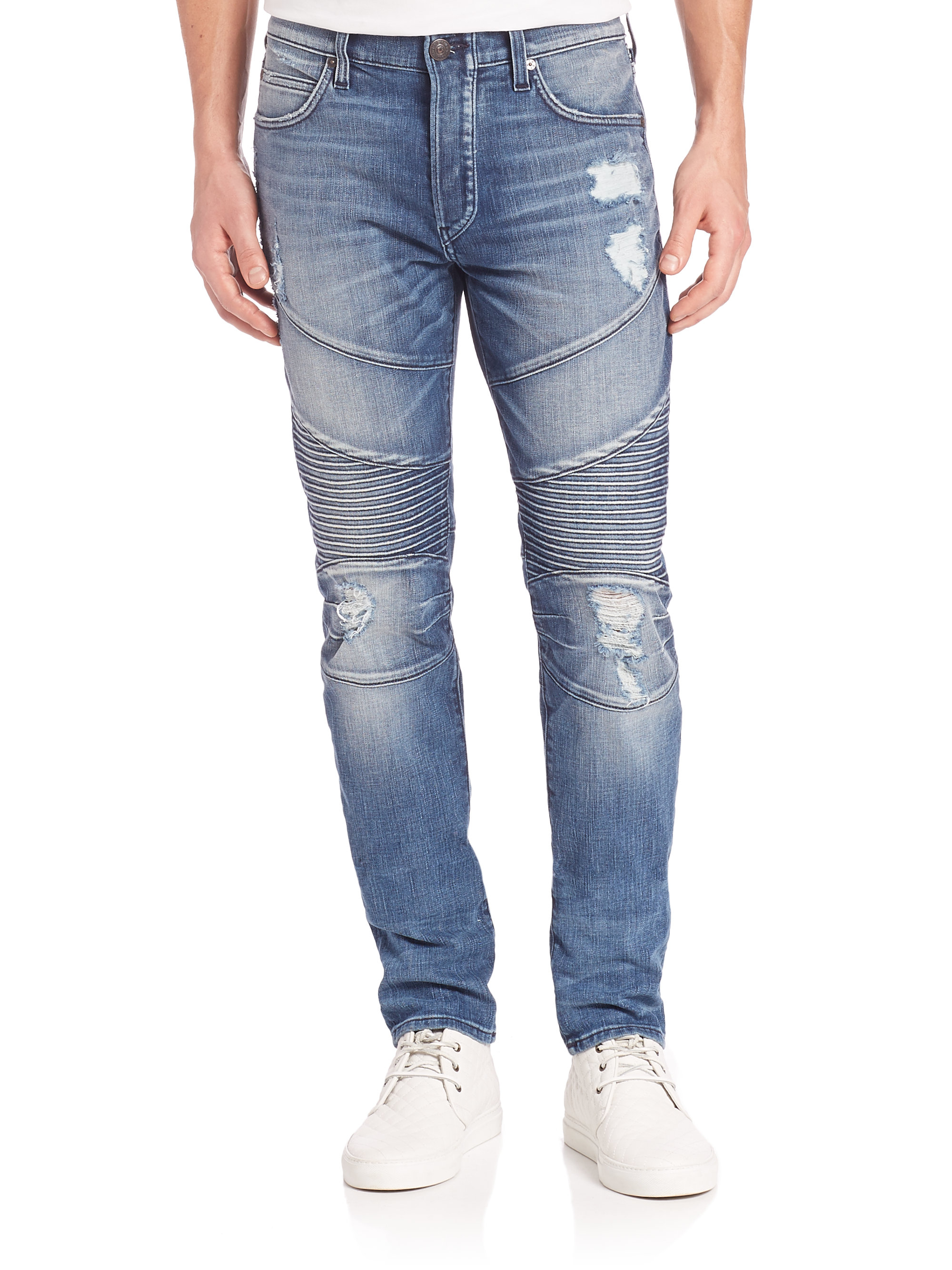 True religion Rocco Moto Relaxed Skinny Flagstone Jeans in
