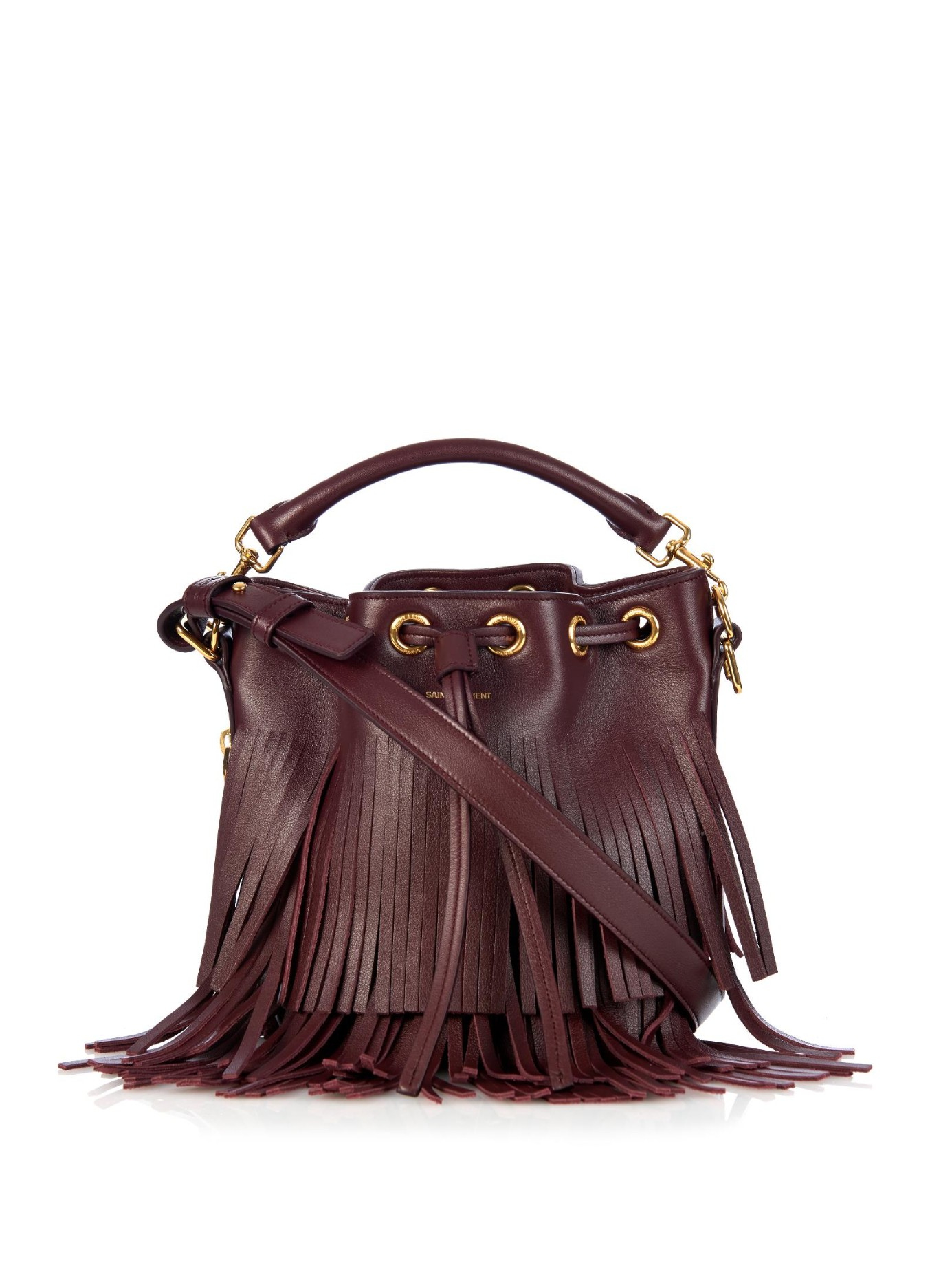 Lyst Saint Laurent Emmanuelle Small Fringed Leather Bucket Bag In Gallery