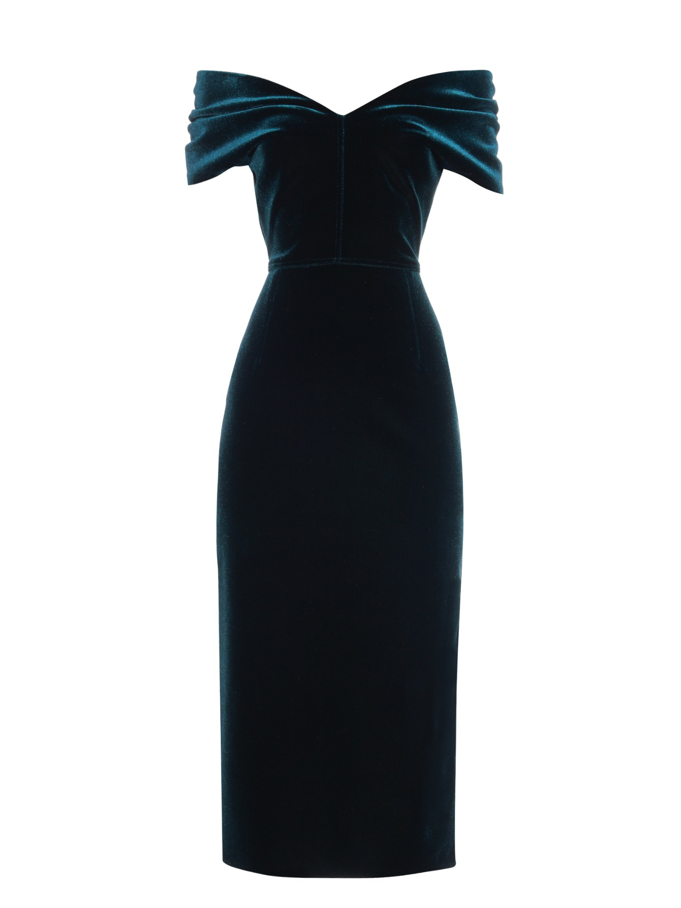 emilio de la morena the shoulder velvet midi dress in green lyst emilio de la morena the shoulder velvet midi dress in green lyst
