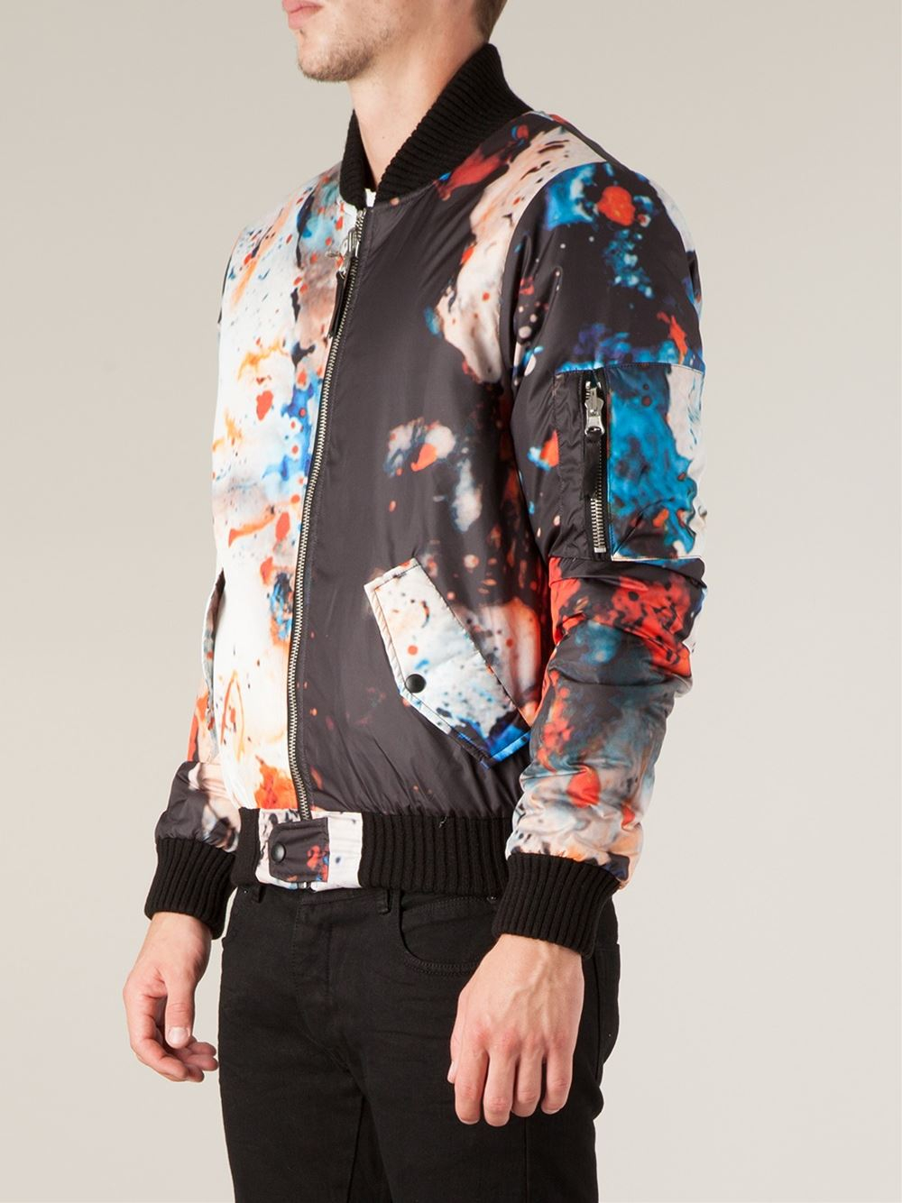 Fifteen and half PainterlyPrint Bomber Jacket in Multicolor for Men