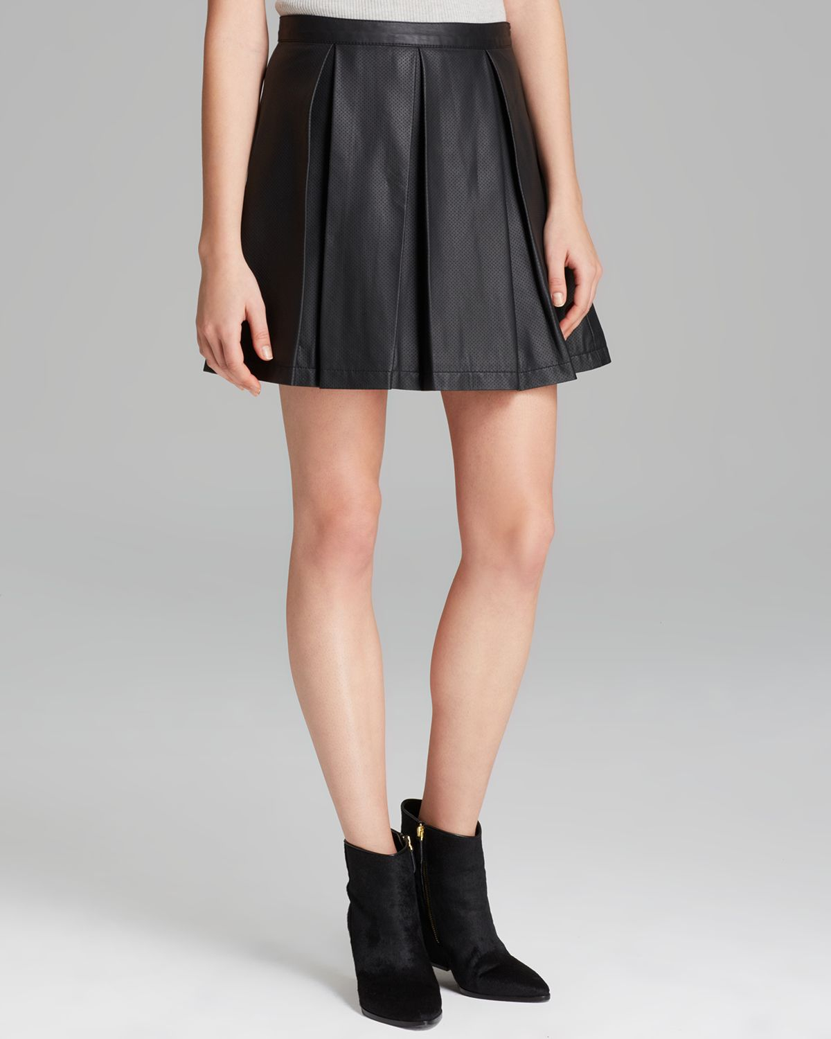 French Connection Skirt Albany Perforated Faux Leather in Black | Lyst