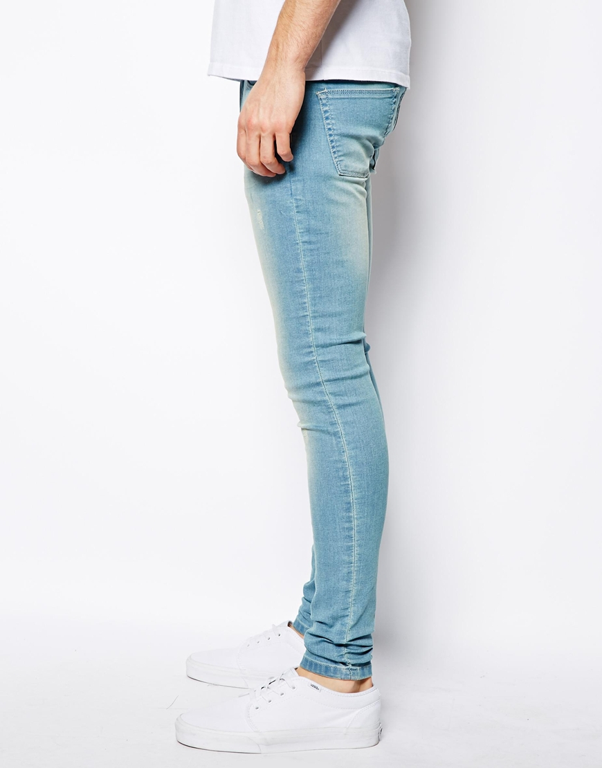 light blue super skinny jeans mens