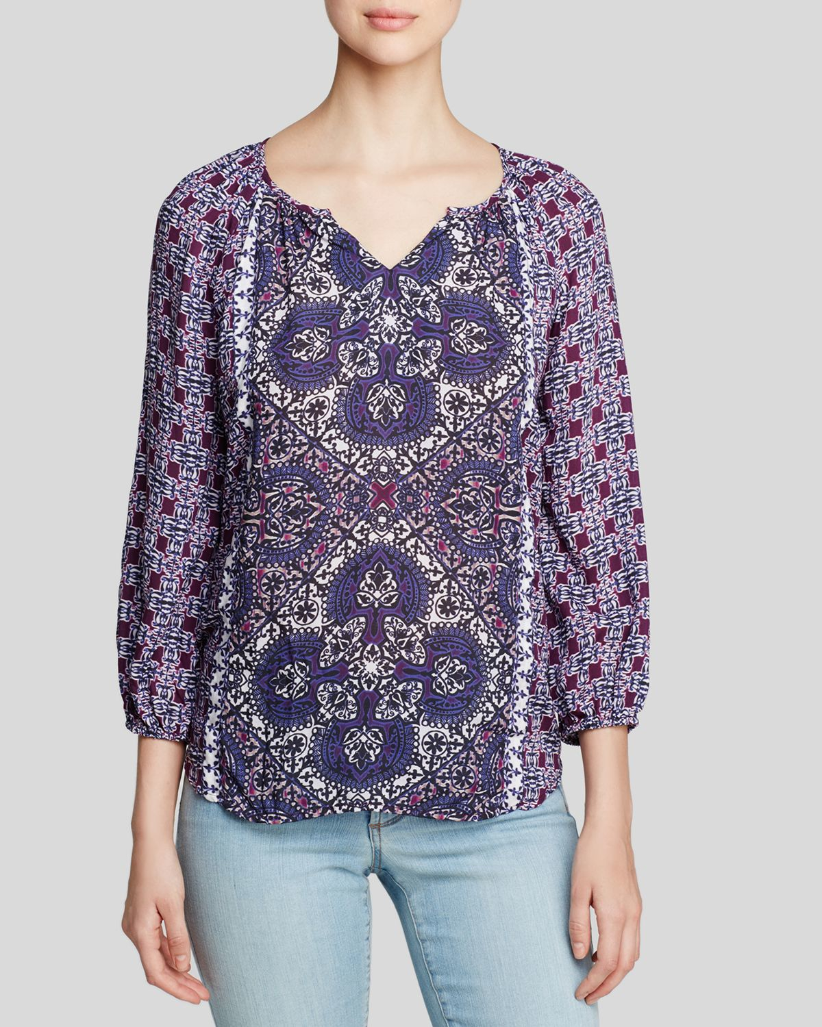 Lyst - Beach lunch lounge Arianna Peasant Blouse in Purple