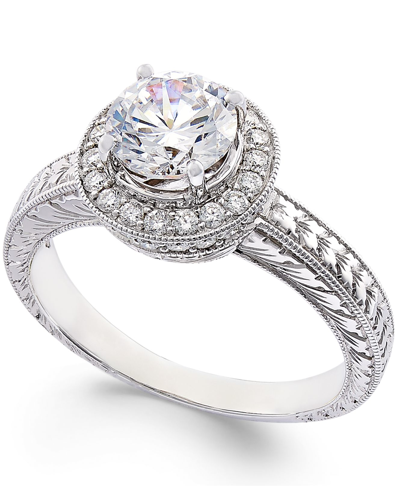  Macy s  Certified Diamond  Engagement  Ring  In 18k White Gold 