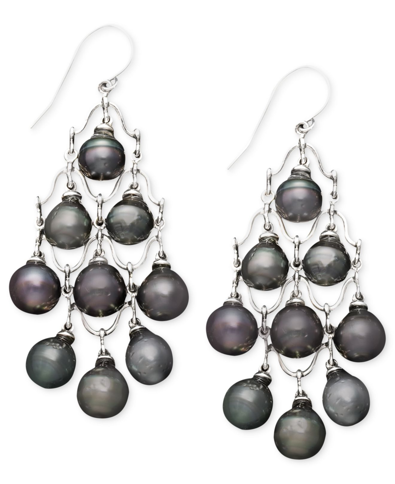 metallic pearl earrings