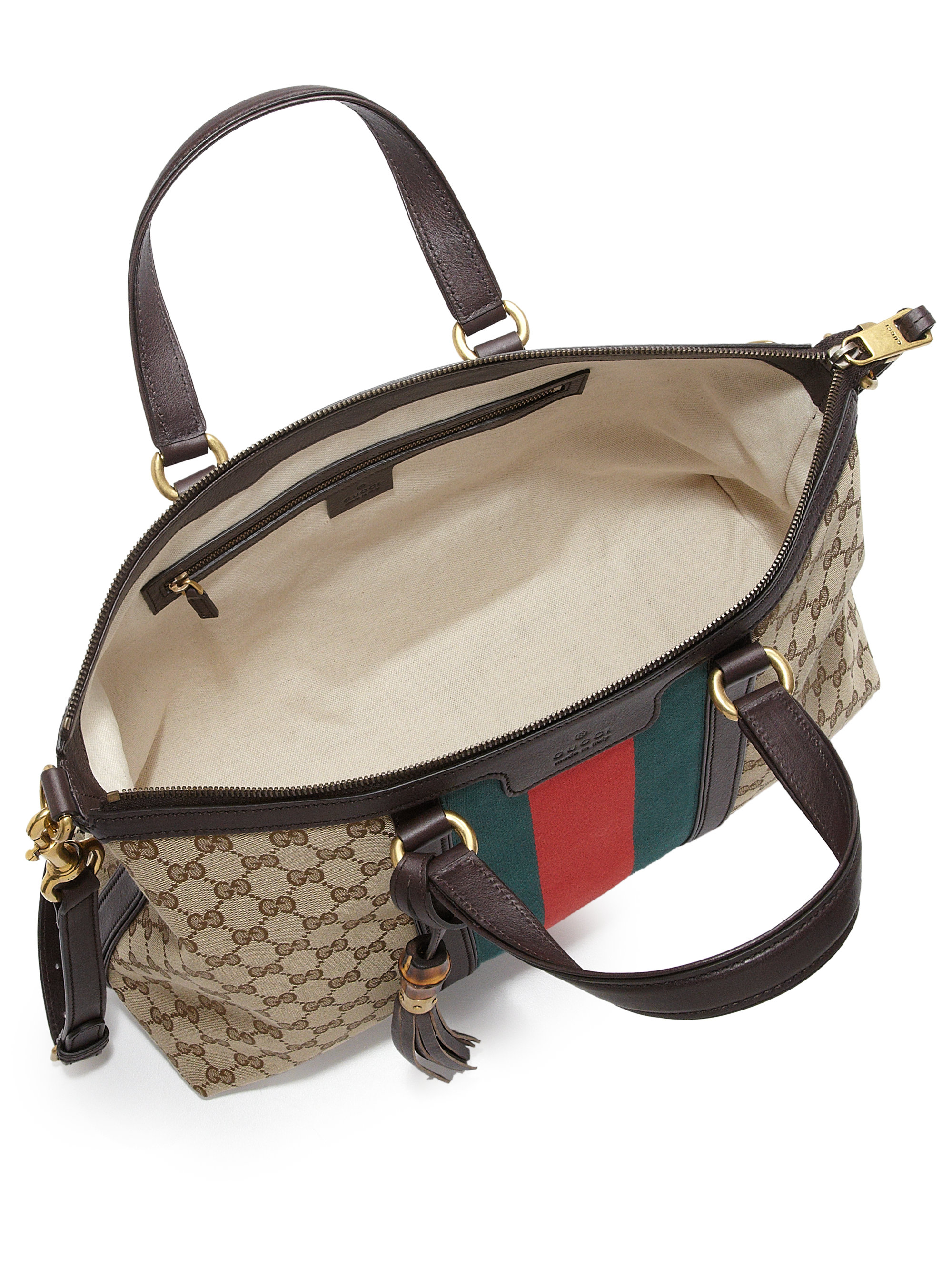 lyst gucci rania original gg canvas medium top handle bag lyst gucci rania original gg canvas medium top handle bag