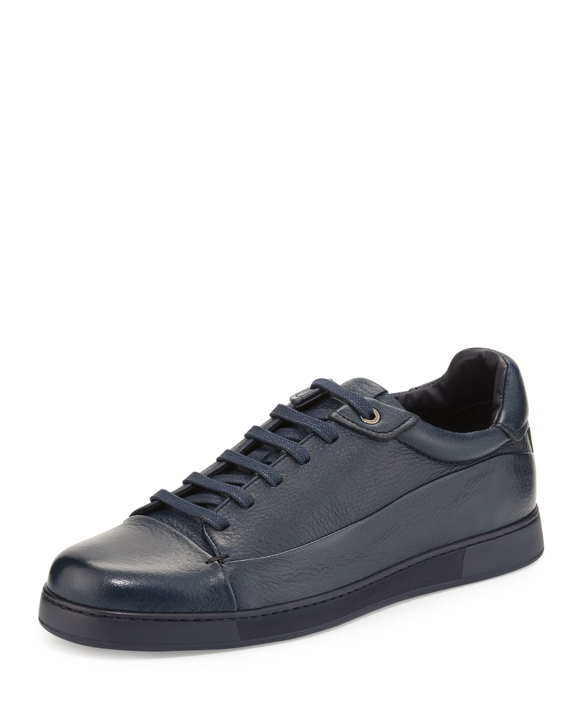 Lyst - Ermenegildo Zegna Leather Low-top Sneaker in Blue for Men