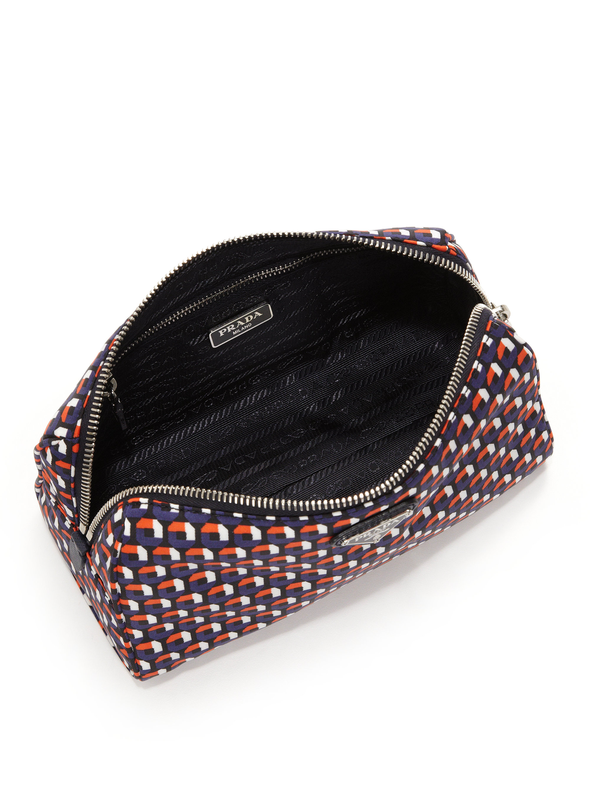 Prada Multicolor Octagon-Patterned Nylon Cosmetic Bag in ...  