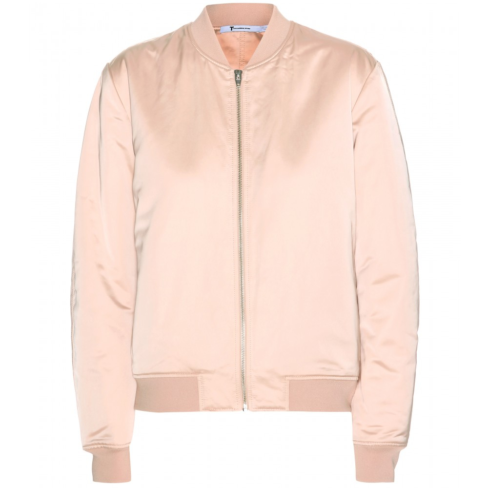 T by alexander wang Satin Bomber Jacket in Pink | Lyst