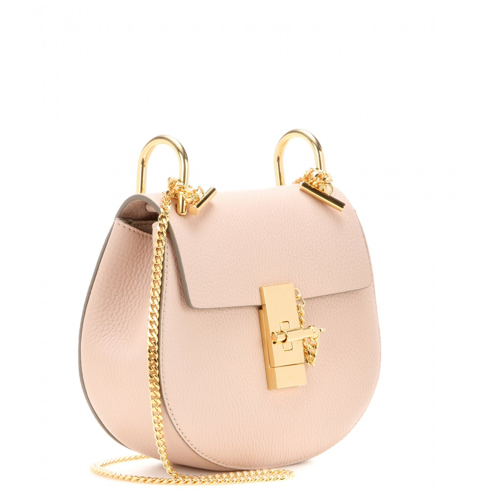 Chlo Drew Mini Leather Shoulder Bag in Pink (cement pink height ...