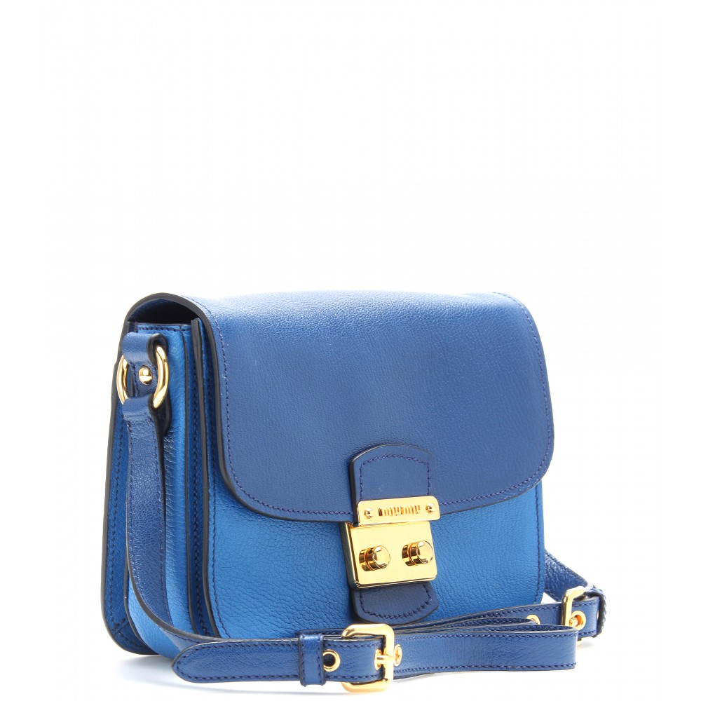Miu Miu Twotone Leather Shoulder Bag in Blue - Lyst
