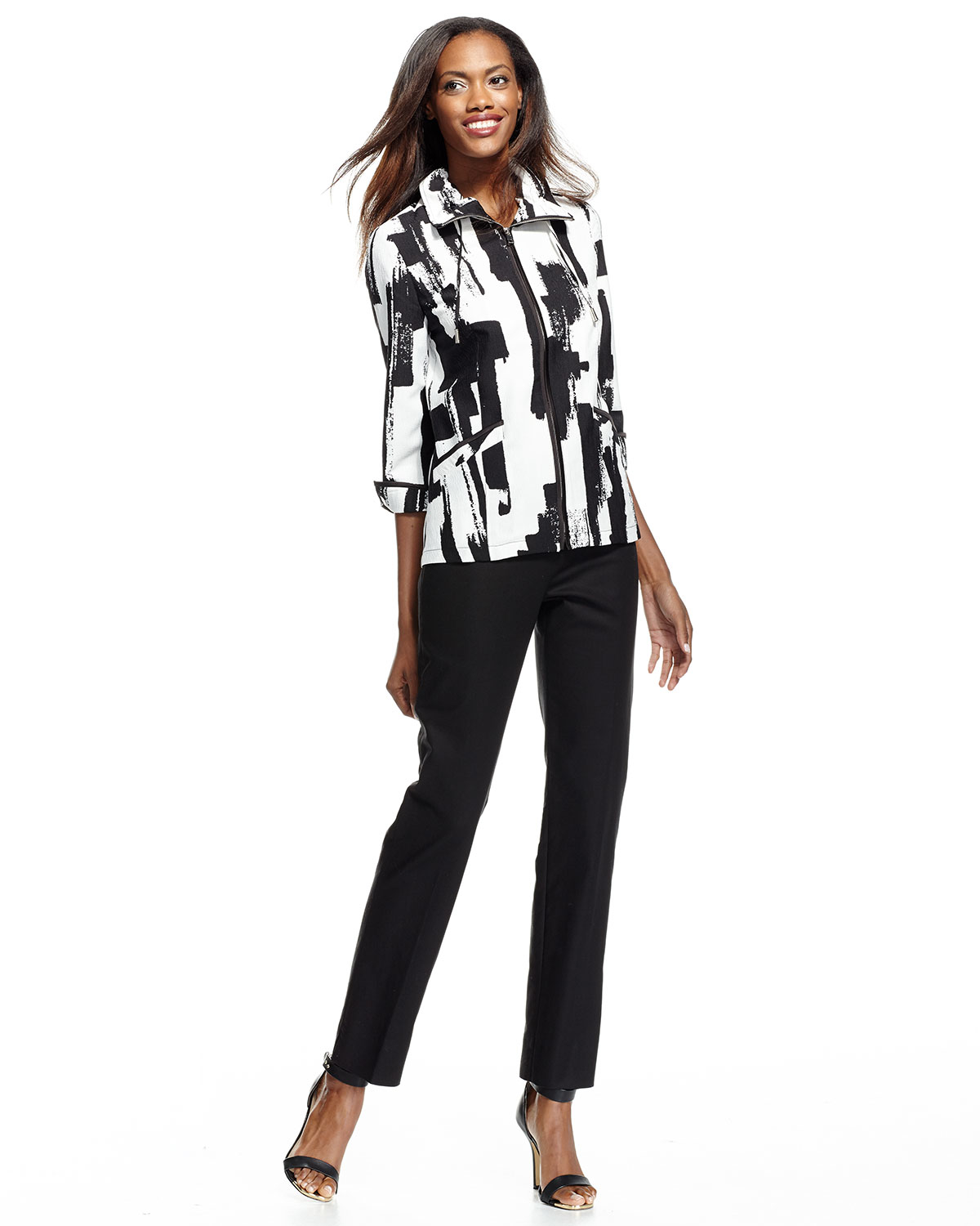 Lyst Berek Moda Swing Printed Zipfront Jacket in Black