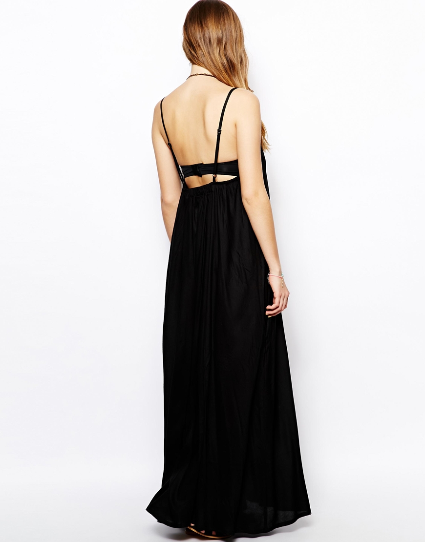 ASOS Trapeze Maxi Beach Dress in Black - Lyst