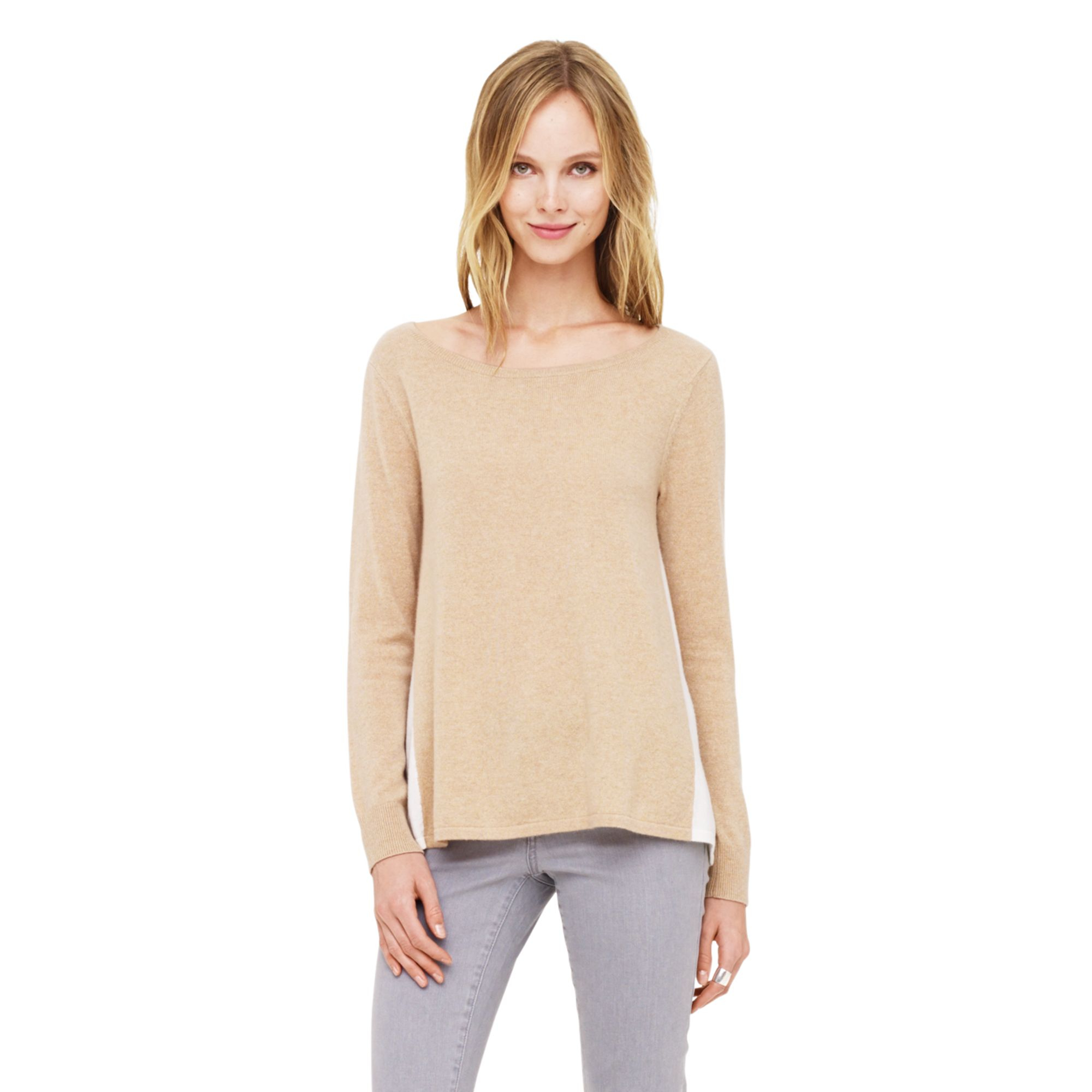 Club Monaco Eve Cashmere Sweater in Brown (Cream And Camel Block) | Lyst