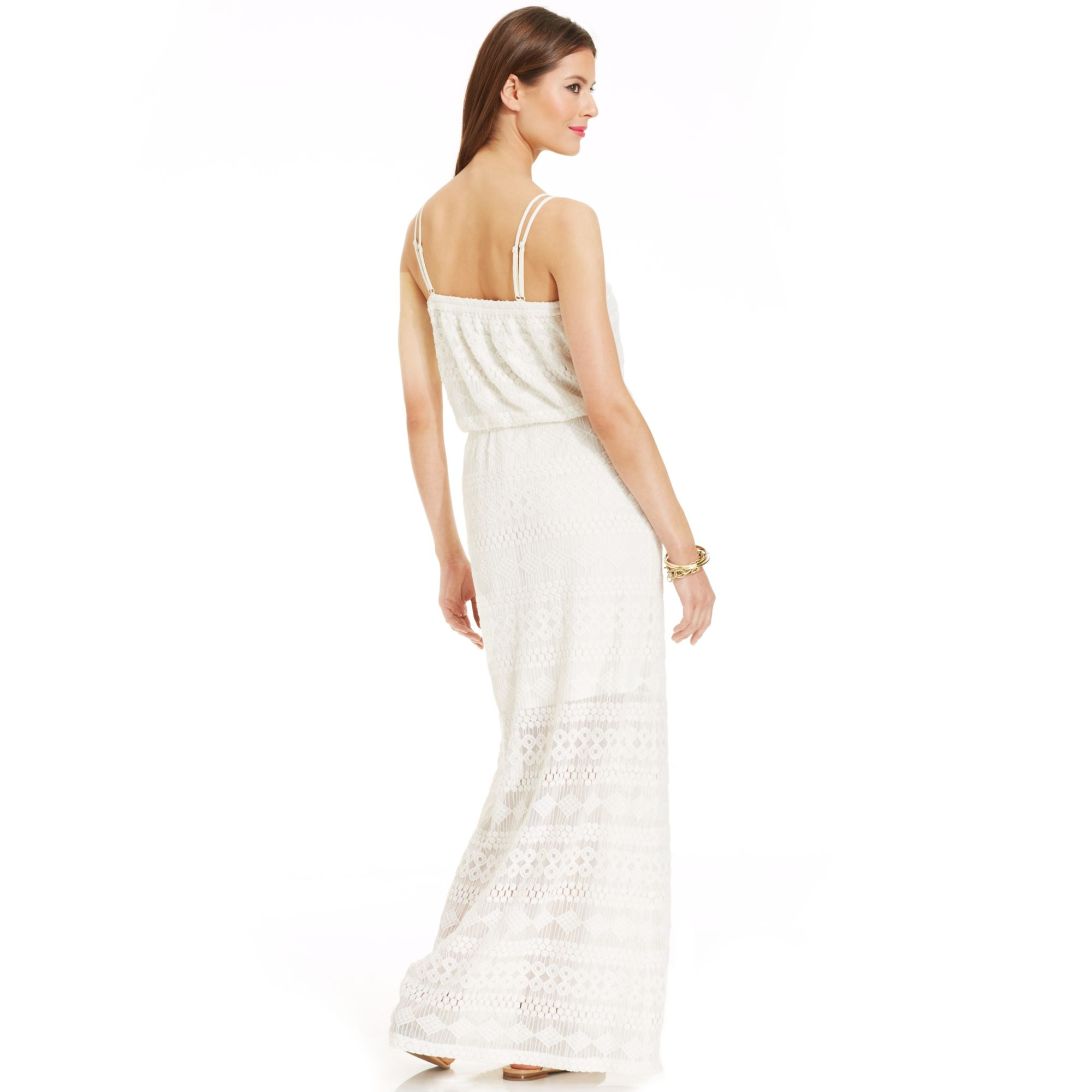 Lyst Vince Camuto Crochetlace Blouson Maxi Dress in White