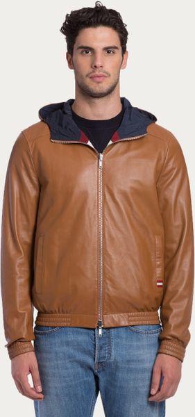 Bally Reversible Leather Jacket In Brown For Men Tan