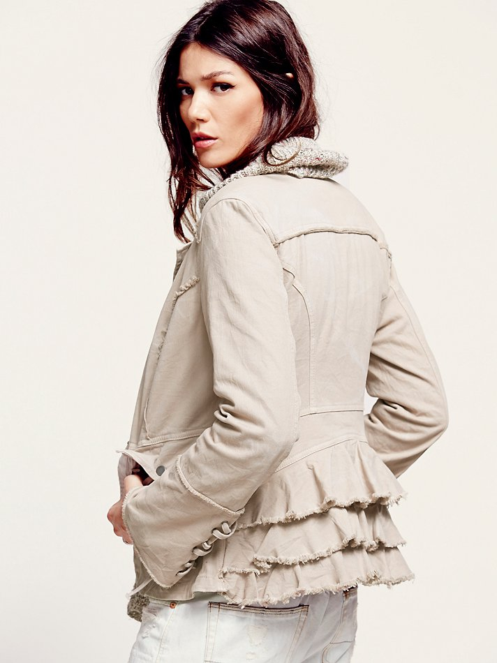 Lyst Free People Womens Military Ruffle Twill Jacket in Natural