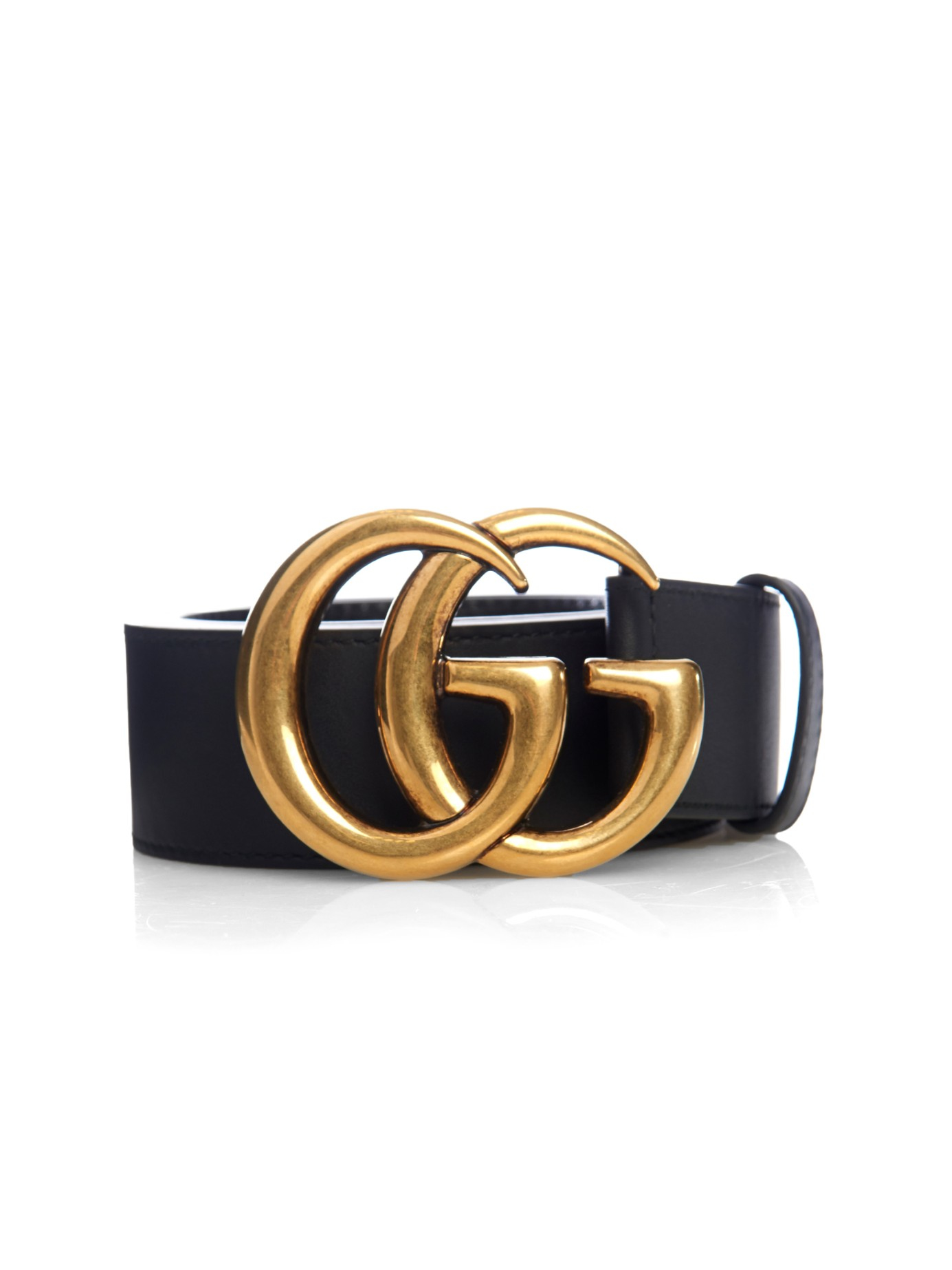 Lyst - Gucci Gg-Logo Leather Belt in Black
