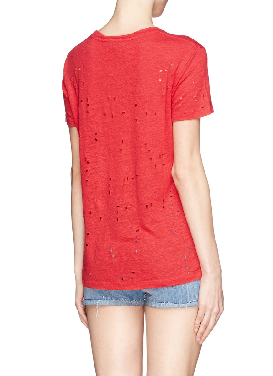 Lyst - IRO Clay Distressed Linen T-shirt in Red