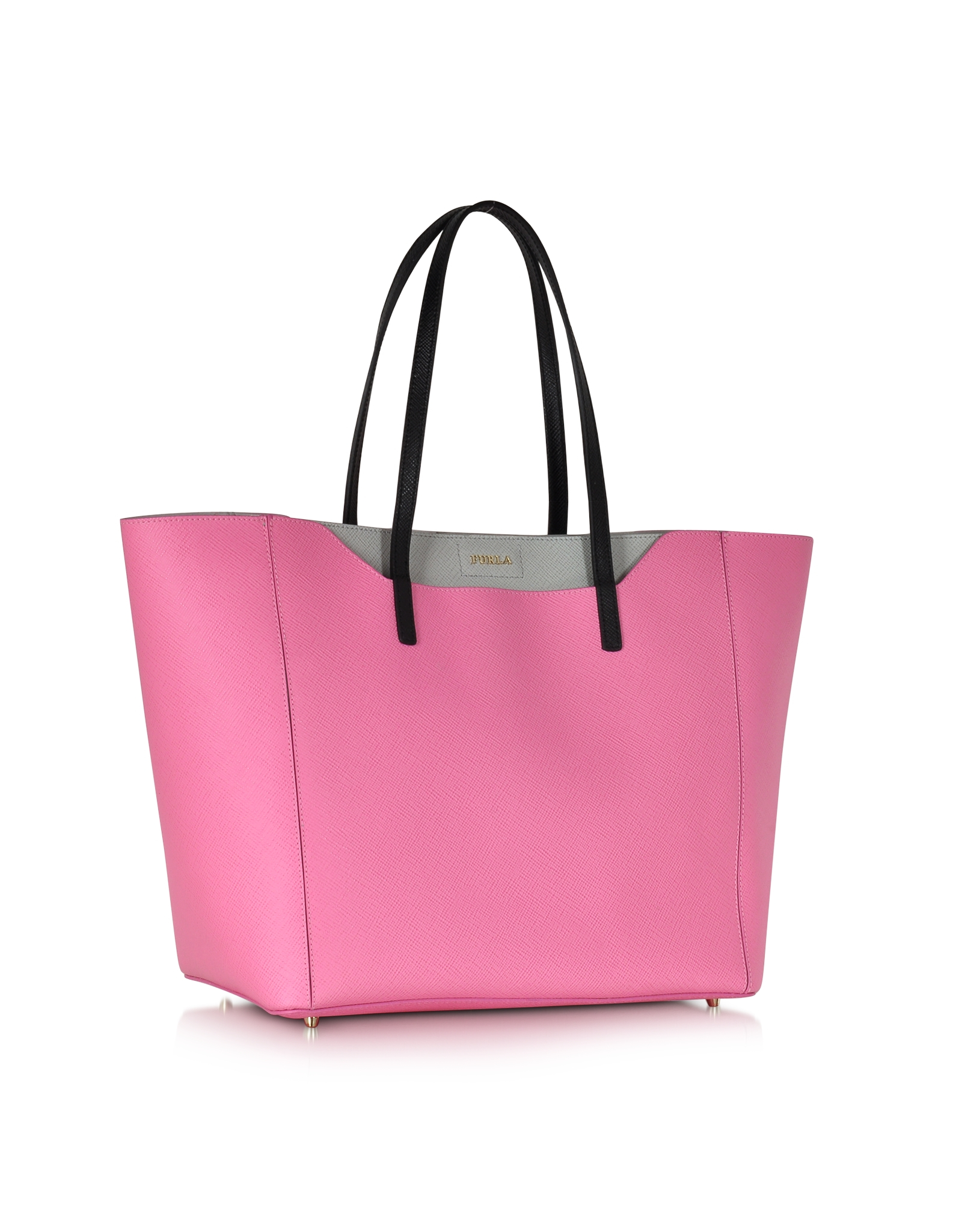 Furla Fantasia Pink & Gray Leather Tote Bag - Lyst