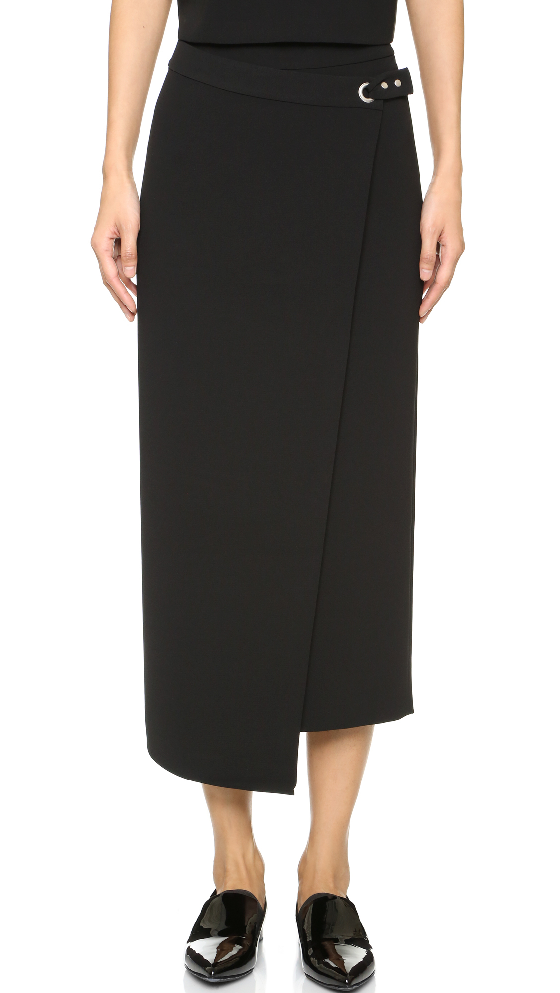 Lyst - T By Alexander Wang Dobby Asymmetric Skirt in Black Gallery