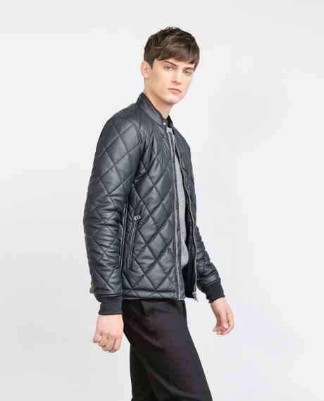 Mens Navy Blue Faux Leather Jacket Images