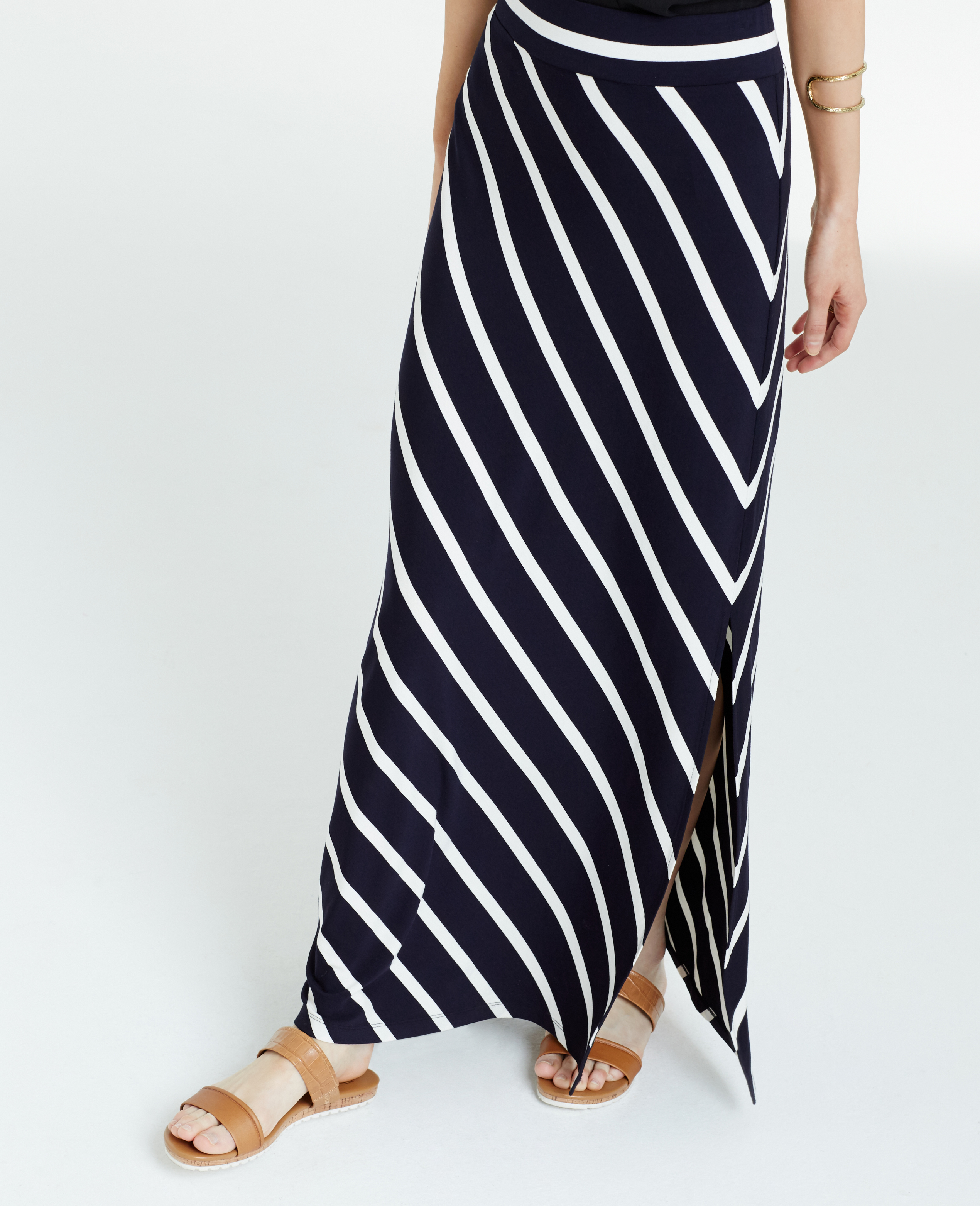 Lyst - Ann Taylor Tall Striped Column Maxi Slit Skirt in Blue