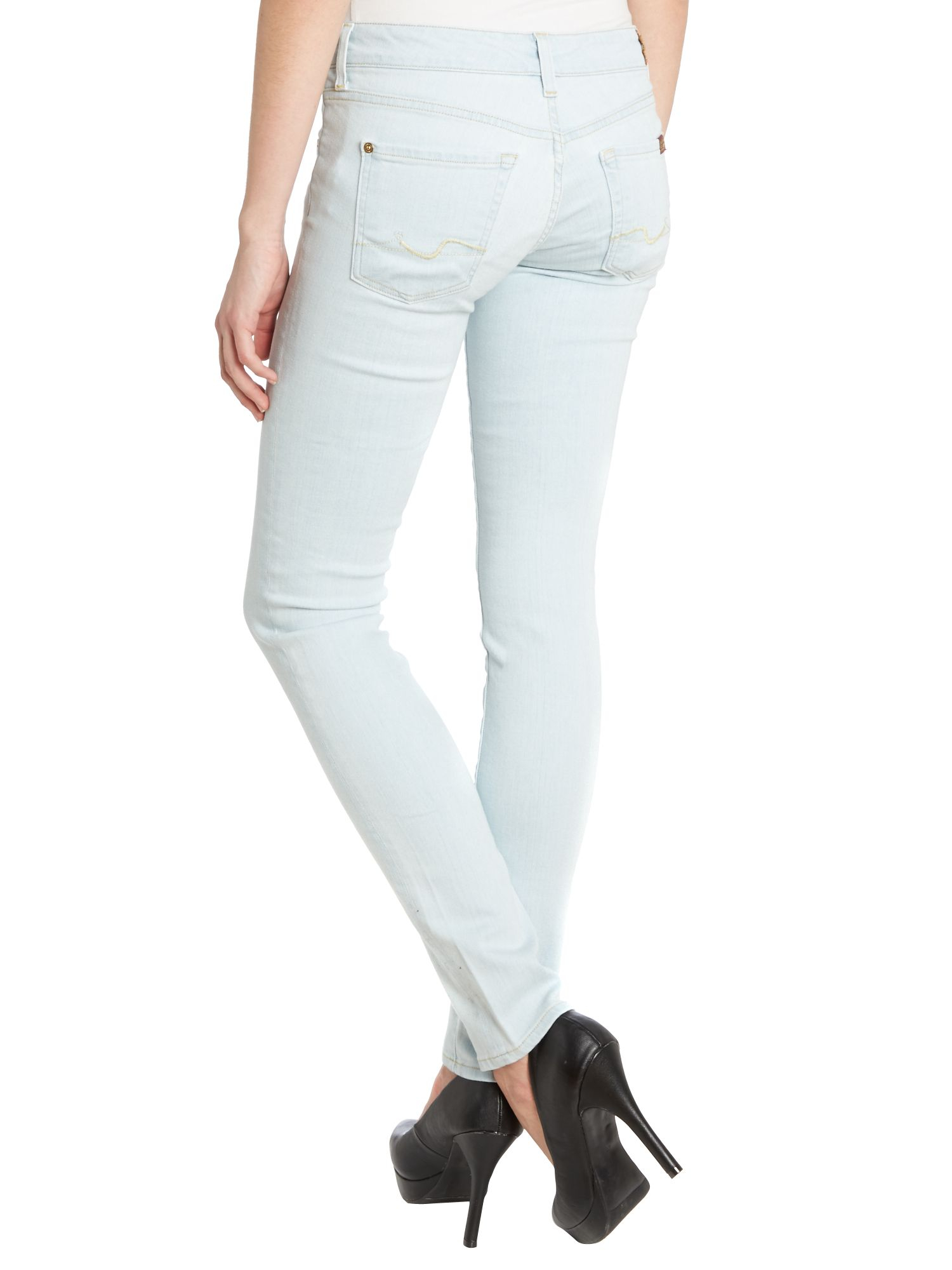 7 For All Mankind Olivya Skinny Jeans In Bleached Baby Blue Lyst