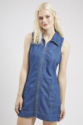 PETITE Bow Front Denim Dress | Topshop