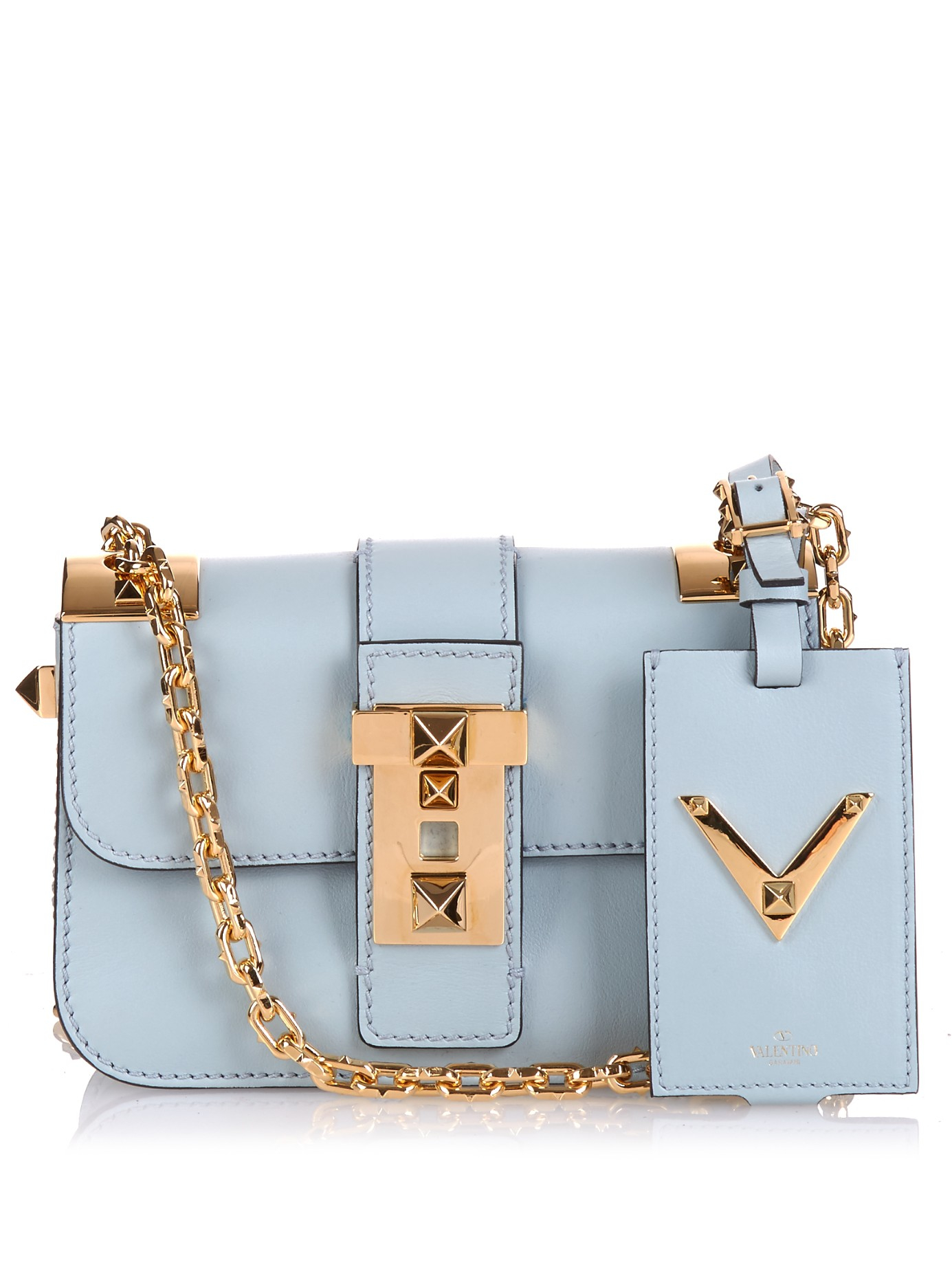 Lyst - Valentino Small B-rockstud Leather Shoulder Bag in Blue