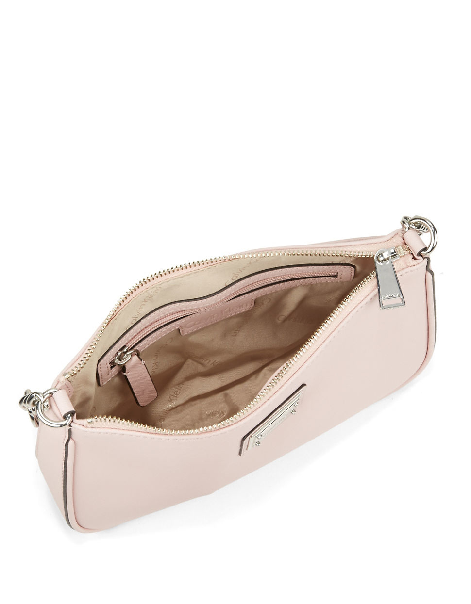 Calvin klein Crosshatched Leather Shoulder Bag in Pink (Dusty Rose) | Lyst