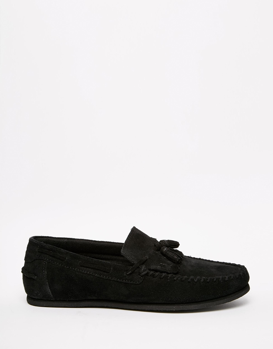 Lyst - Asos Tassel Loafers In Black Suede in Black for Men