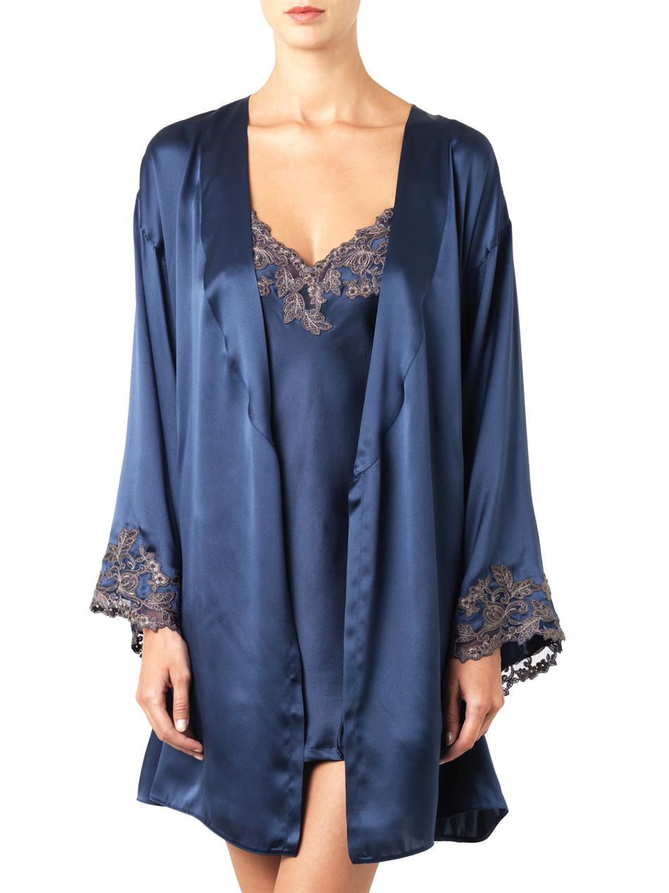 Lyst La Perla Maison Silkblend Kimonorobe in Blue