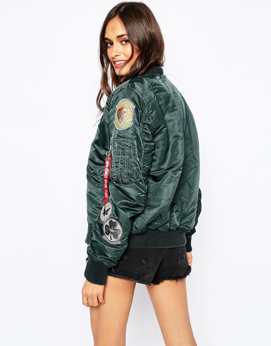 Lyst - Alpha Industries Ma1 Pilot Bomber Jacket With All Over Patch ...
