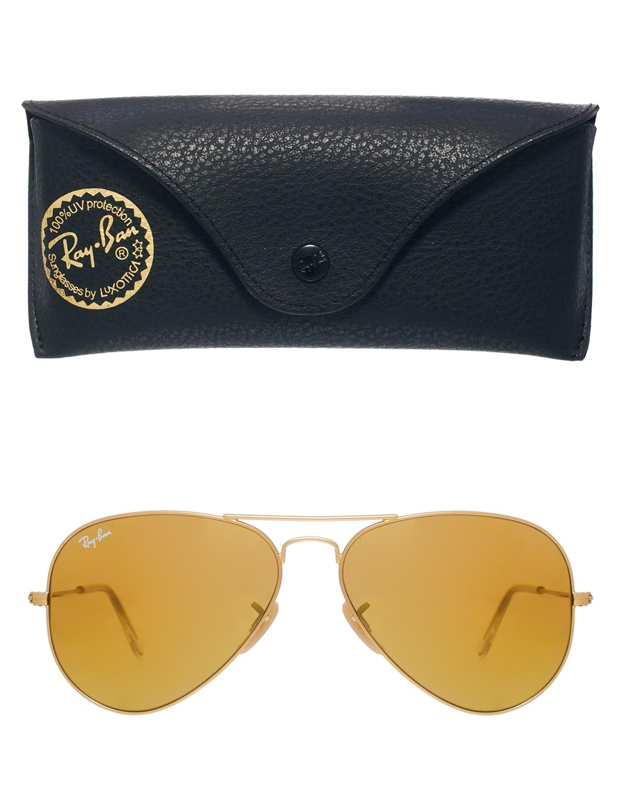 Lyst - Ray-ban Aviator Sunglasses in Yellow for Men