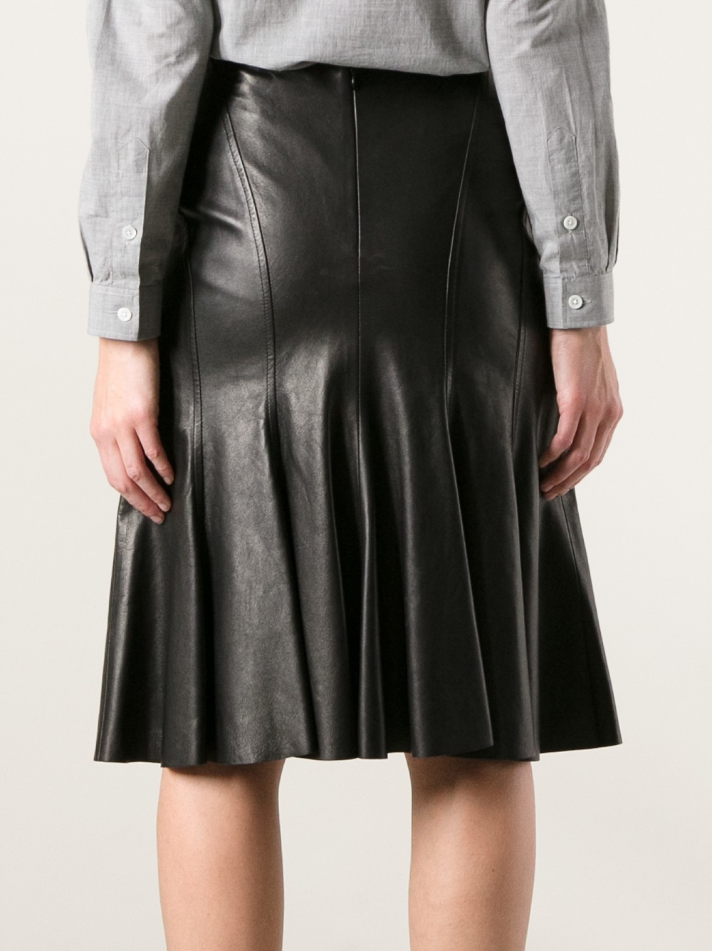 Lyst - Ralph Lauren Black Label Pleated Leather Skirt in Black