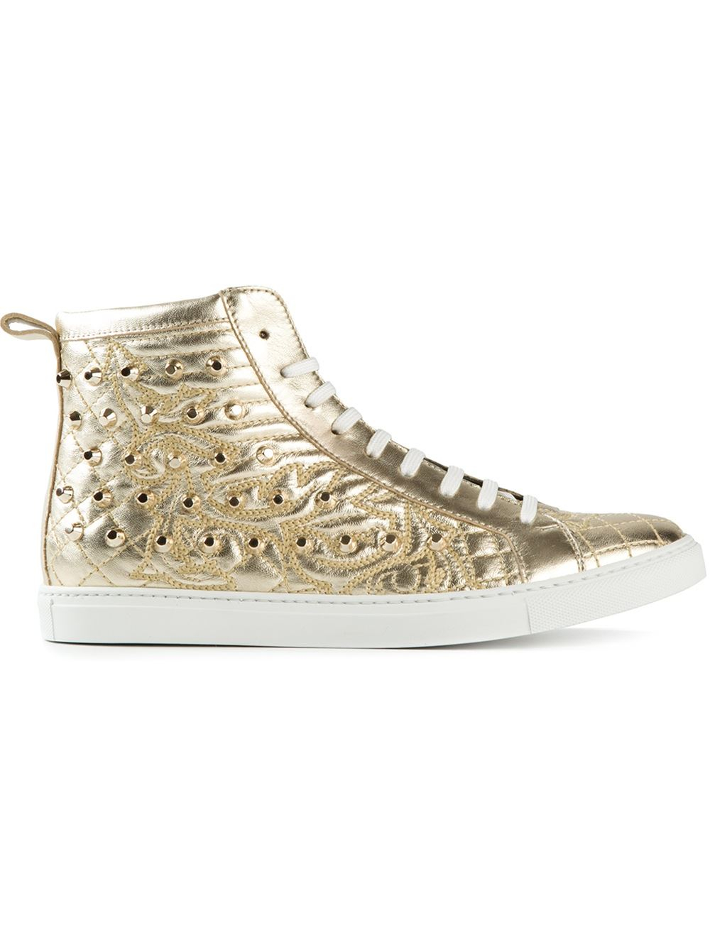 Versace 'Vanitas' Quilted Hi-Top Sneakers in Gold (metallic) | Lyst