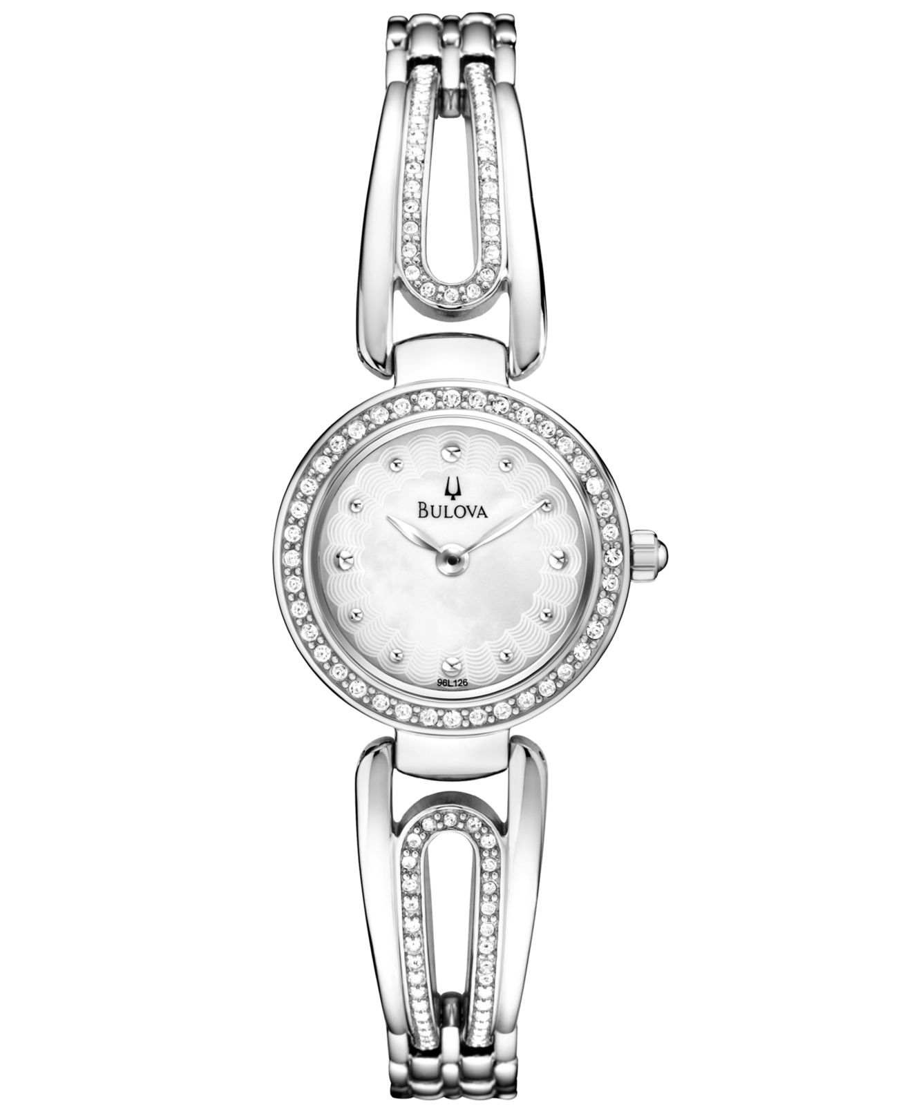 Bulova Women's Silver-tone Crystal-accent Bangle Bracelet  