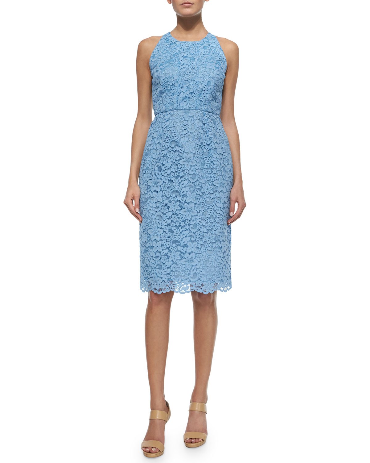 Lyst - Shoshanna Sleeveless Lace Midi Dress in Blue