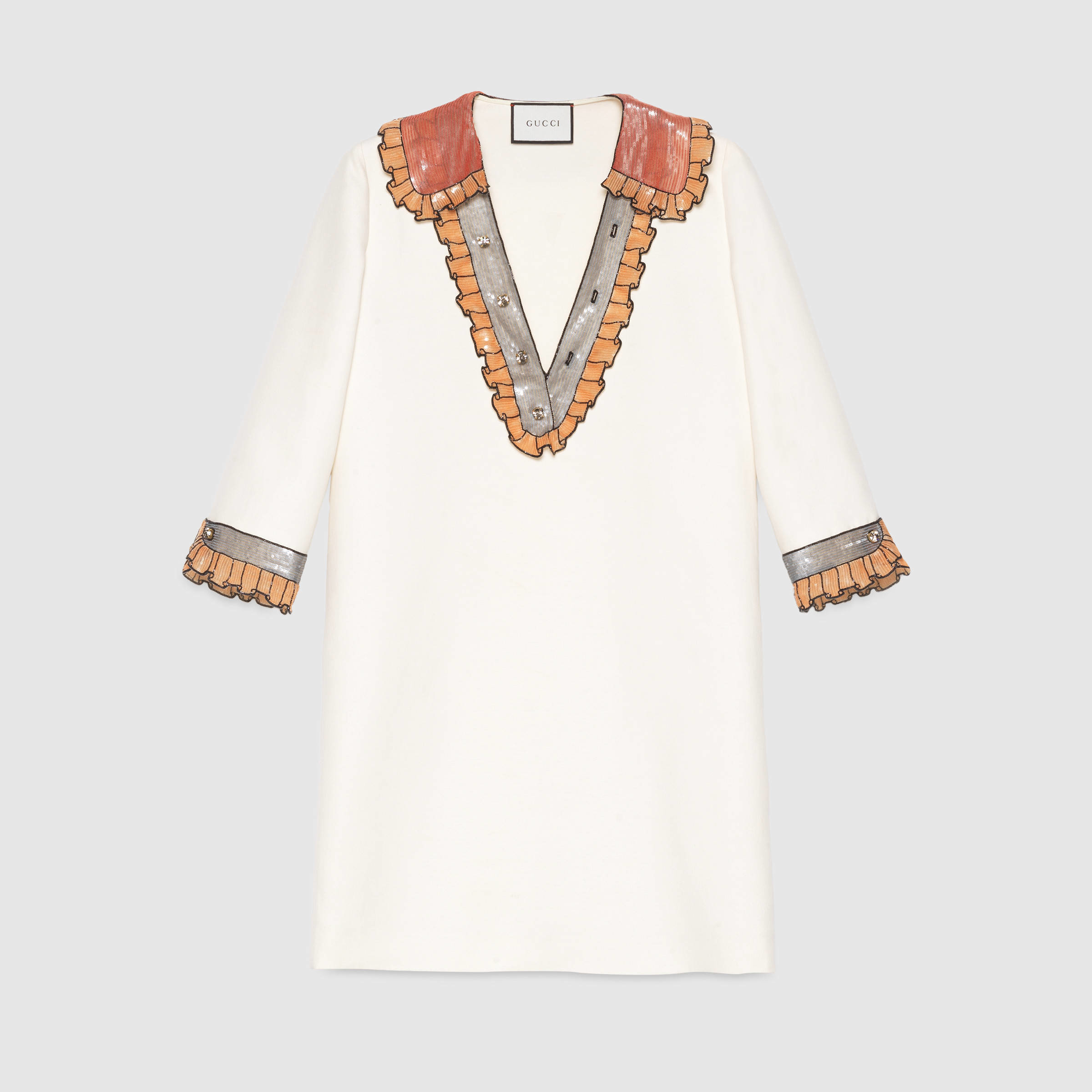 Lyst Gucci Embroidered Silk And Cotton Blend Dress In White Gallery