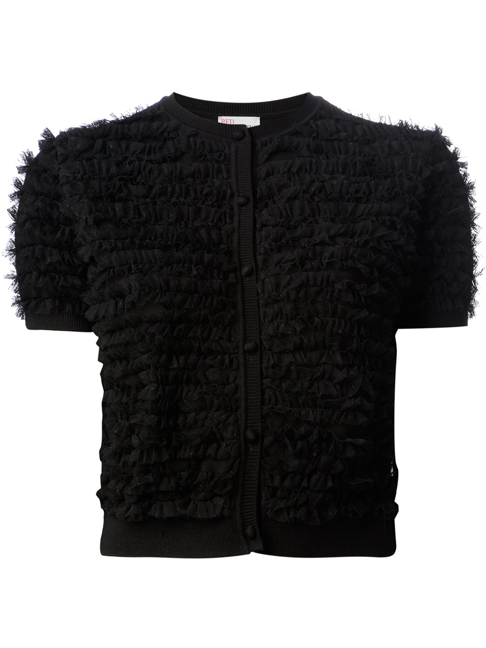 Red valentino Frilled Lace Cardigan in Black | Lyst