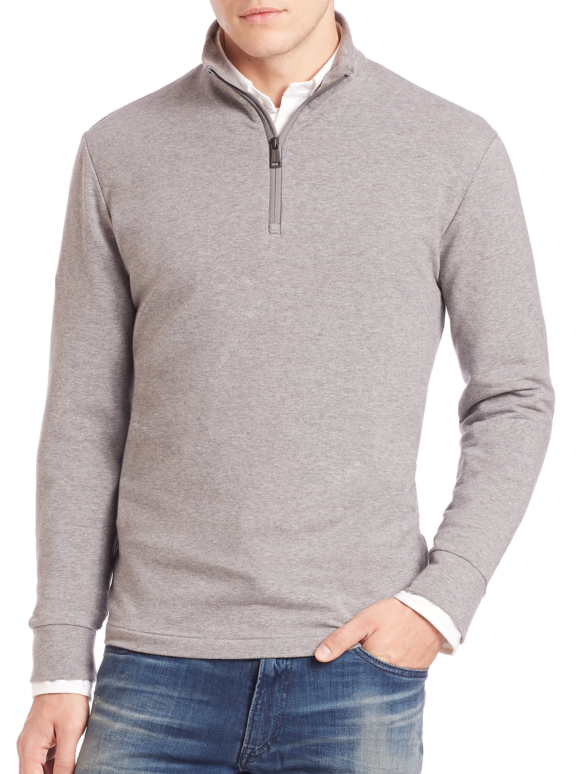 Polo ralph lauren Half-zip Pima Cotton Pullover in Gray for Men (grey ...