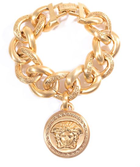 Versace Goldplated Emblem Coin Bracelet in Gold | Lyst