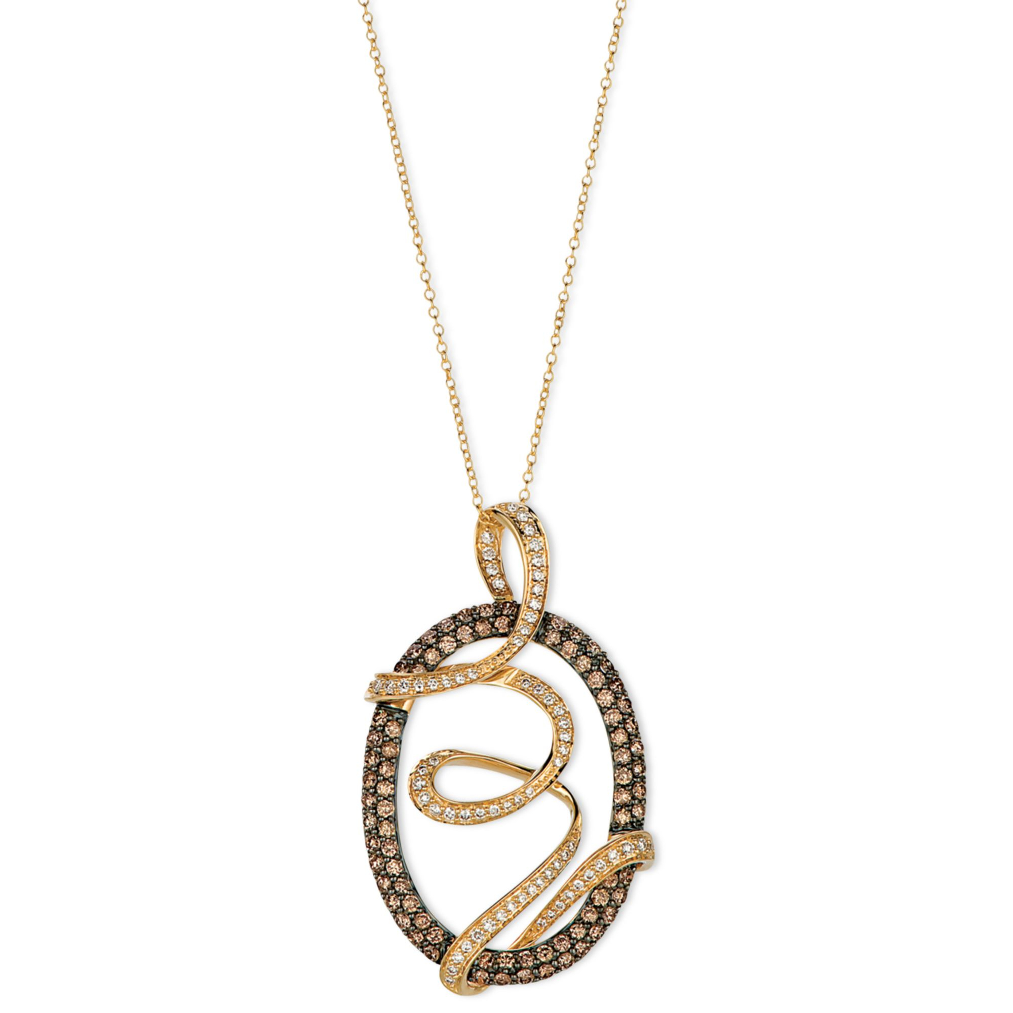 Le vian Chocolate Diamond And White Diamond Oval Wrap Pendant (13/4 Ct