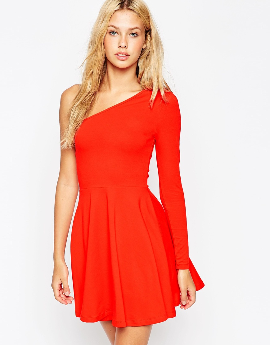 red long sleeve dress asos