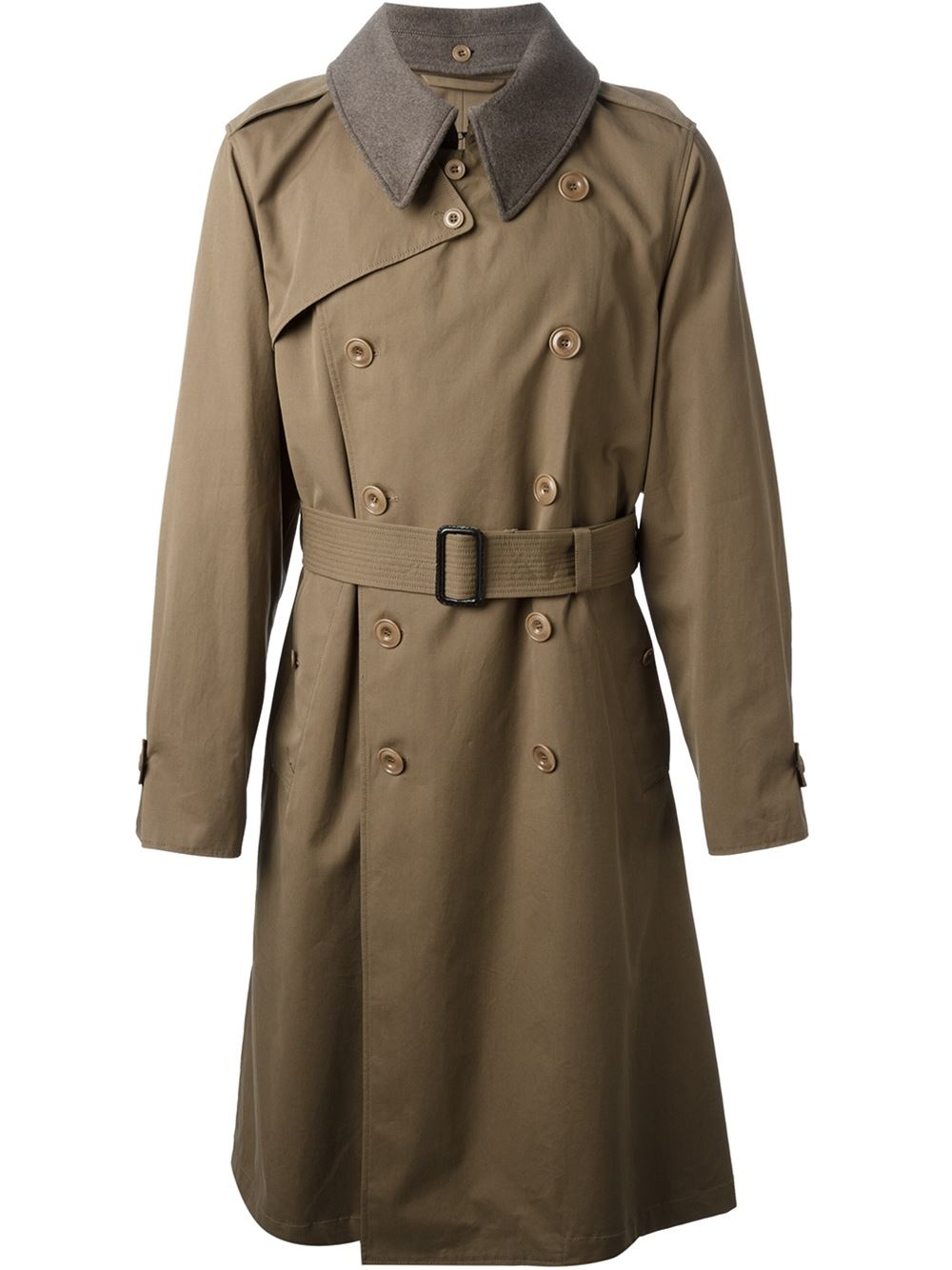 Christophe lemaire Contrasting Collar Trench Coat in Brown for Men | Lyst